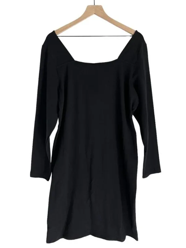 NWT Foxy Square Neck Long Sleeve Bodycon Mini Dress Black Size 2X - Image 5