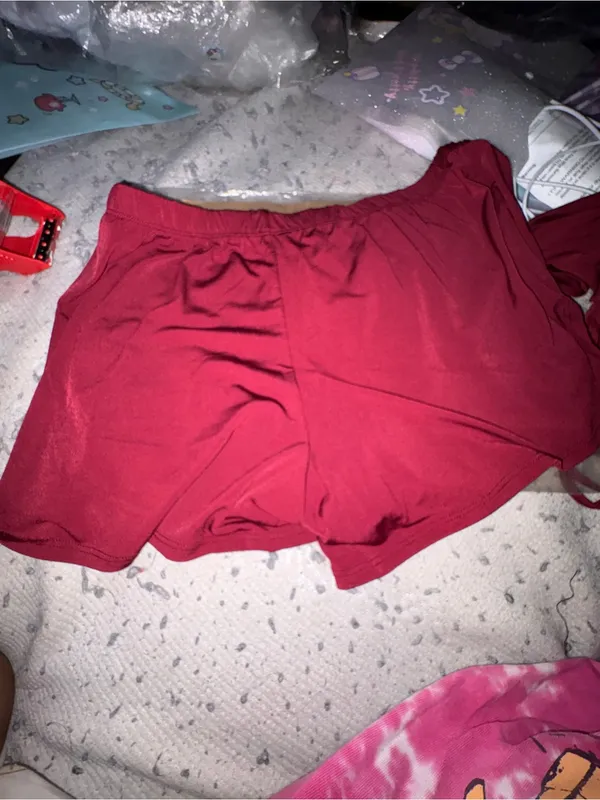 Women's Sleeveless Tie-Front Tank Top and shorts sleep set- Burgundy - Image 4