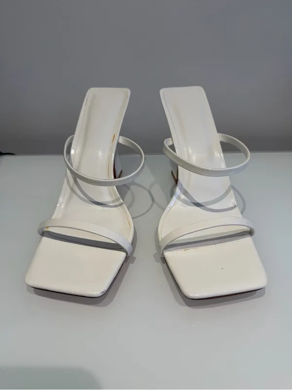 Amazon White Strapped Block Heels NWOT - Image 2