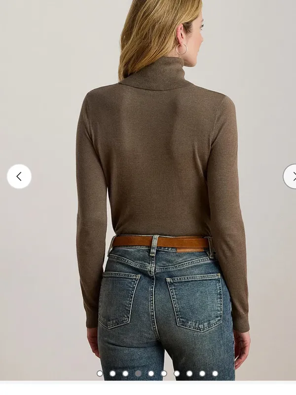 *Lauren Ralph Lauren Taupe Brown Heath Silk Blend Turtleneck Sweater #QB - Image 9