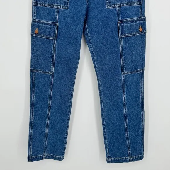 Madewell 90s Straight Cargo Jeans Size‎ 26 Blue Denim High Rise Utility Pockets - Image 6