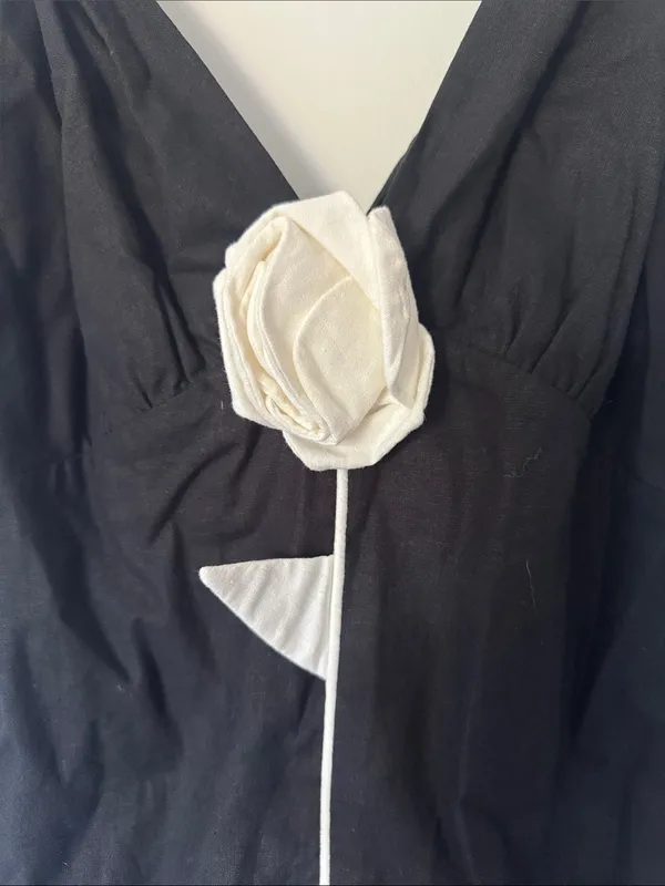Farm Rio Linen Blend V-Neck Rosette Mini Dress, Size Small, $248 - Image 9