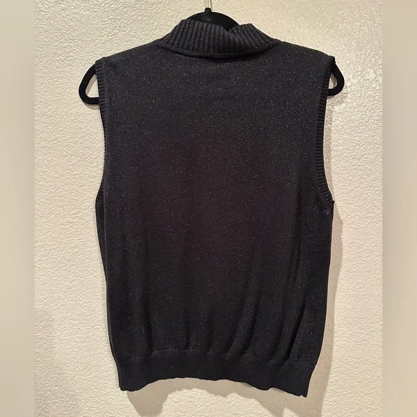 Liz Claiborne mock title neck black with silver shimmer lightweight sz XL - Image 3