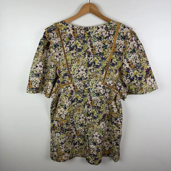 NWT‎ & Other Stories Scalloped Mini Dress Sz XS Floral Cottage Romantic Feminine - Image 5