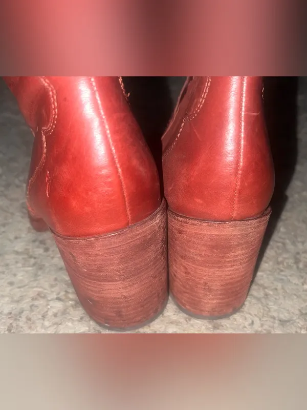 Frye Flynn Inside Zip Short Boots Red Clay Leather Western Festival Boho Size 7 - Image 7