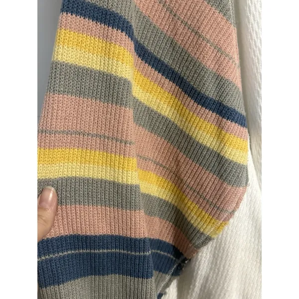 EUC‎ Free People Rainbow Dreams Sweater Thermal Knit Balloon Sleeve Oversized S - Image 3