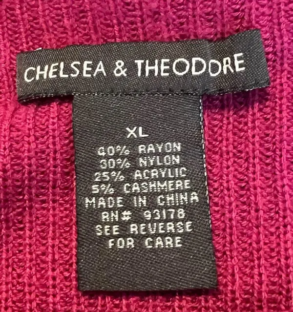 Chelsea & Theodore Cashmere Blend Sweater Fuchsia Sweater Women’s Size XL Soft - Image 4