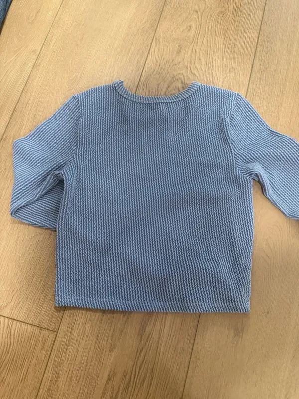 Dry Goods Fitted ribbed dark blue crop long sleeve - Image 2