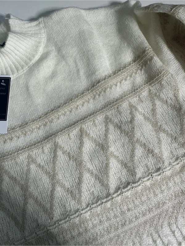 Stitch Fix Lety & Me Cream Textured Knit Crewneck Sweater NWT Size S - Image 6
