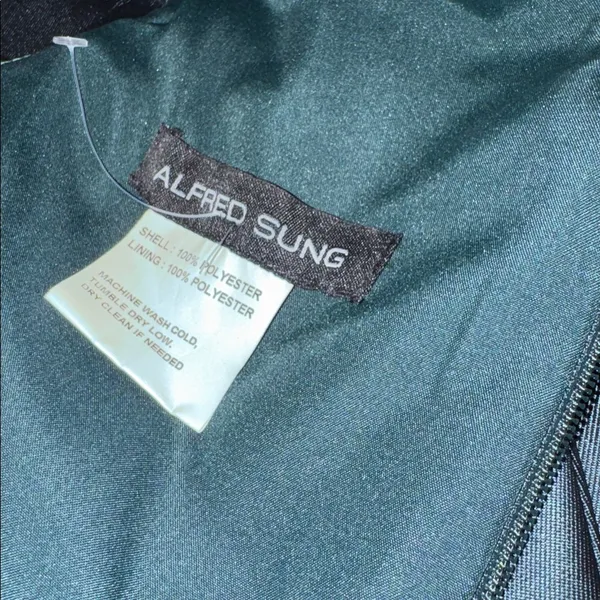 NEW Alfred Sung Bow One-Shoulder Satin Twill Mermaid Ever green Gown SZ 6 - Image 5