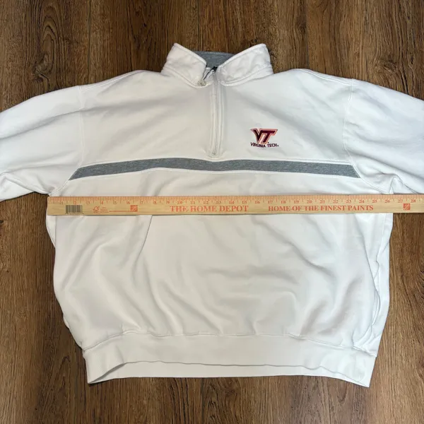 Virginia Tech‎ Hokies 1/4 Zip Sweatshirt White Grey Women XL Pullover Antigua - Image 5