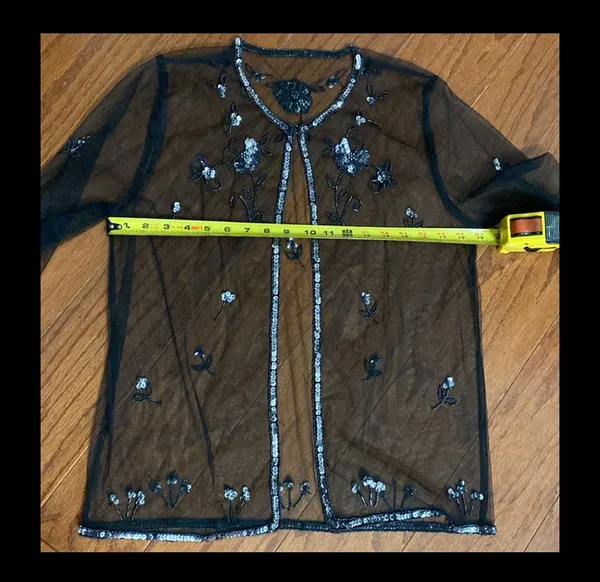 Vintage Mesh longsleeves blk jacket with sequence - Image 8