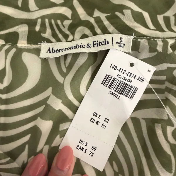 New Abercrombie & Fitch Green Sheer Long Sleeve Blouse Abstract Swirl Top Small‎ - Image 8