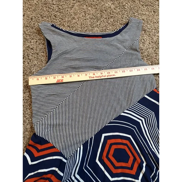 Maeve Anthropologie Cameron Striped Blue White Asymmetrical Swing Dress Size M - Image 6
