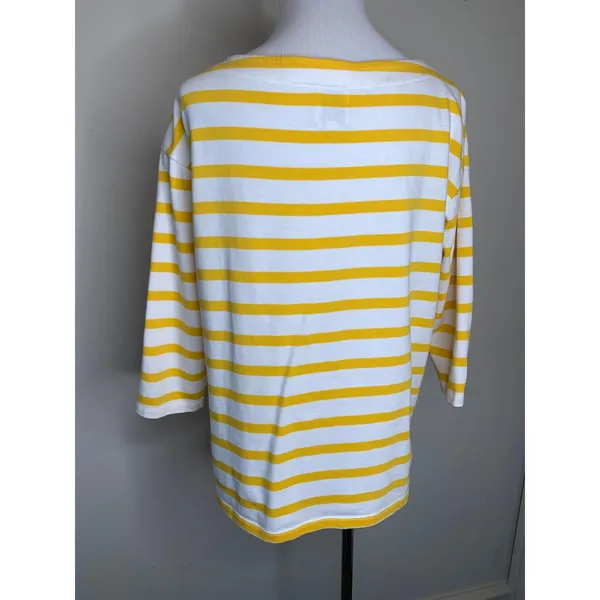 Nines by Hatch Yellow Boat Neck Stripe Top Sz Small - Image 2