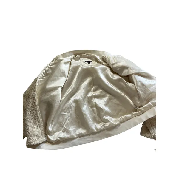 J.Crew Mercantile Fuzzy Sherpa Bomber Jacket Ivory Size Large Casual Cozy - Image 4