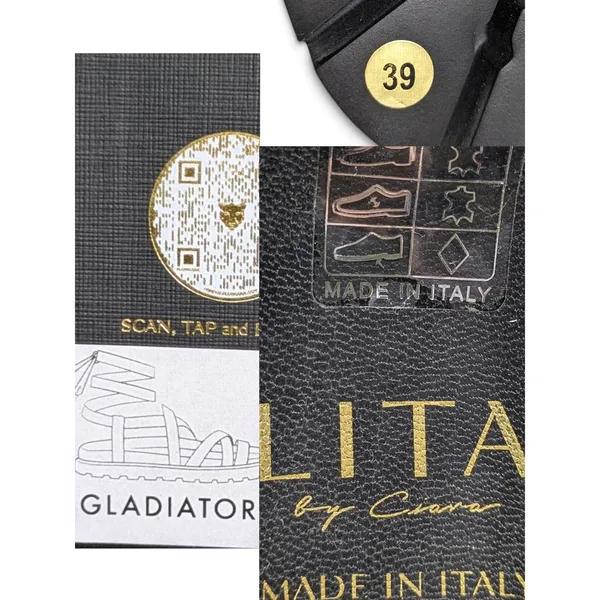 LITA by Ciara Black Leather Gladiator Lug Sole Sandals Goth Bikercore EU 39 NIB - Image 8