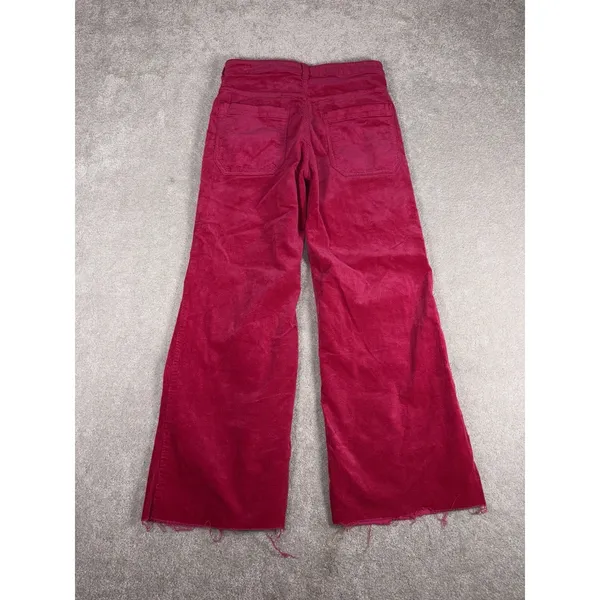 pilcro wide leg crop (29in Inseam) pink‎ corduroy pants raw hem 27 - Image 6