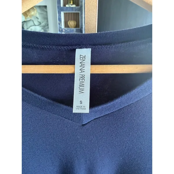 Zenana Premium Navy Blue V-Neck Swing Dress with Pockets 3/4‎ Sleeve Small - Image 4