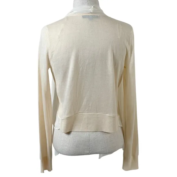 Antonio Melani Cardigan Sz S Wool Draped Chiffon‎ Open Front Cream Minimalist - Image 2