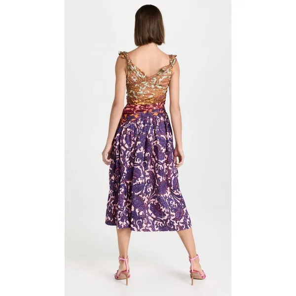 Zimmermann Aliane Cut Out Midi Dress Mixed Paisley Print Cotton Summer Dress - Image 4