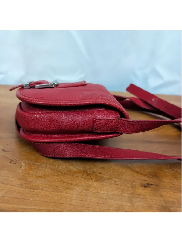 Michael; Michael Kors Red Leather Mini Cross-body Purse - Image 3