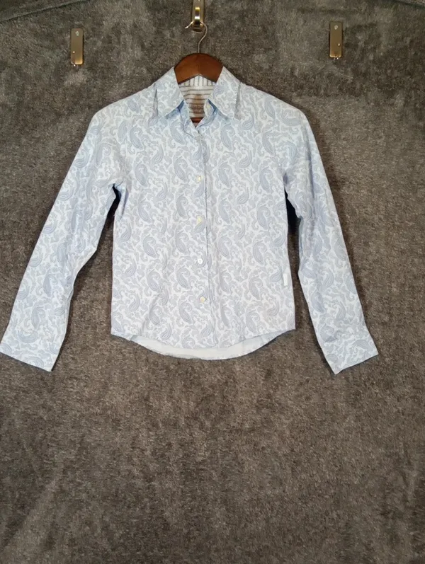 Barbour Womens Button Front Shirt Blouse Paisley Print Office Fitted Profession - Image 3