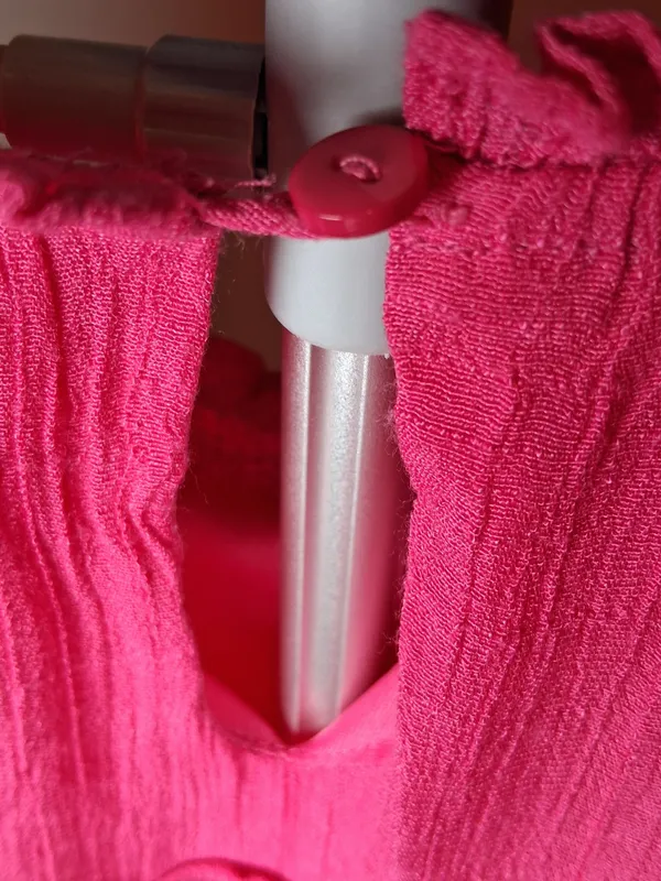 &merci Hot Pink Tiered Midi Dress w/ Short Sleeves Pockets Lined Women's Size L - Image 8