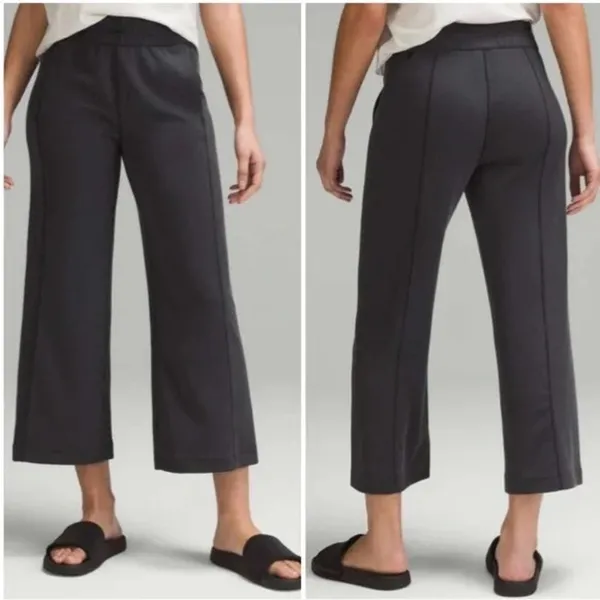 Lululemon Ribbed Softstreme Mid-Rise Wide-Leg Cropped Pant 25" Graphite Grey 14 - Image 8