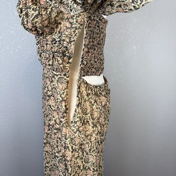 Free People Aglow Cutout Midi Maxi Dress Size L Ditsy Floral Long Puff Sleeves‎ - Image 8