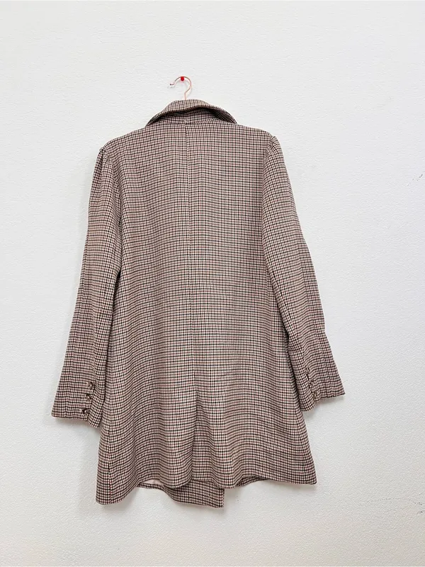 NWOT L'Academie Brown Houndstooth Coat Women's Small Button Front Tailored - Image 4