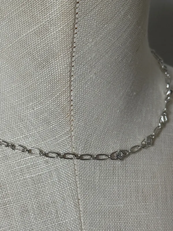 Kendra Scott Belle Cubic Zirconia Link Necklace Squares - Silver New - Image 4