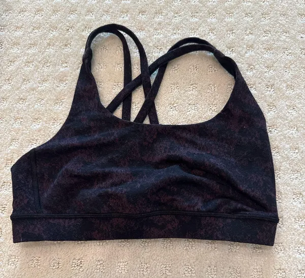 Lululemon Black Purple Crisscross Back Sports Bra Size 6 - Image 2