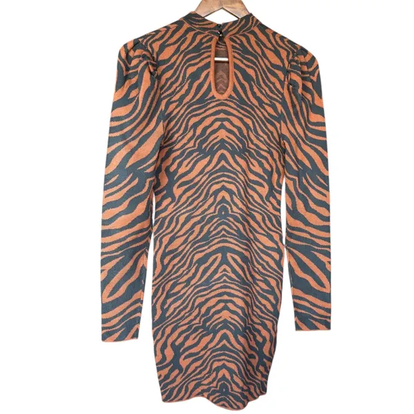 Jealous Tomato Long Sleeve Tiger Bodycon Sweater‎ Dress Sz M - Image 5