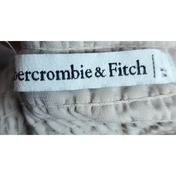 Abercrombie Fitch Tailored Corset Crop Top Size L Beige Tan Smocked Side Zip - Image 9