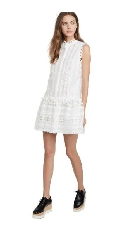 Endless Rose Lace Trim Crochet Mini Dress Sleeveless White Size M NWOT Romantic - Image 3