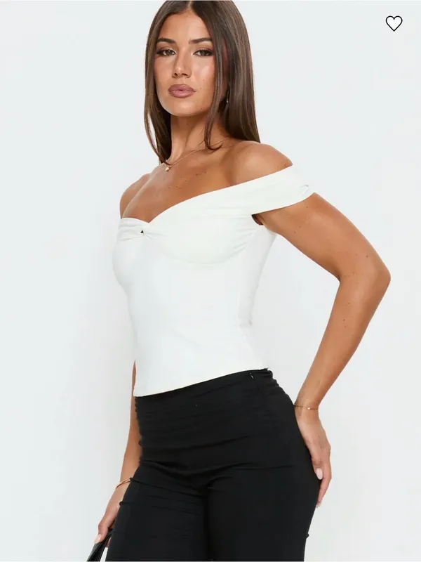 Princess Polly Maxeina Off-Shoulder Twist Front White Women's Top SZ:S - Image 3
