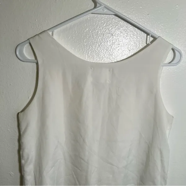 Vetiver Women's Sleeveless Blouse White Scoop Neck Faux Wrap Lined Boxy‎ - Image 7