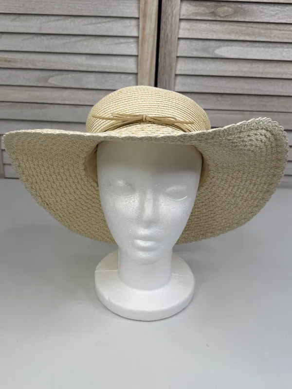 NINE WEST Women's Floppy Scalloped Woven Sunhat Beach Vacation Coastal-OS - Image 2