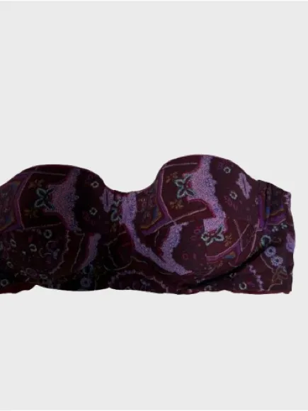 Zinke Plum Patterned Bandeau Top with Pink Bikini Bottom - Image 6
