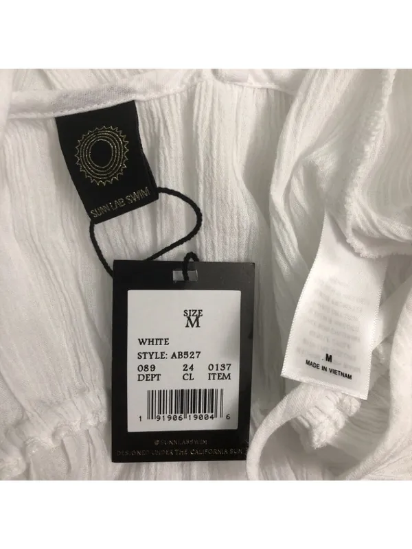 NWT Women's Sunn Lab Swim White Cinch Waist Cover-Up Dress Sz Medium - Image 10