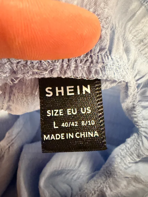 SHEIN Light Blue Ruffled Dress with Waist Tie - Image 3