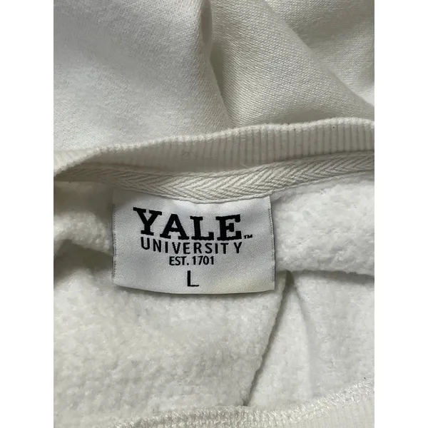 Yale University Women's White Crest Fleece Long Sleeve Crew Neck Sweatshirt L - Image 4