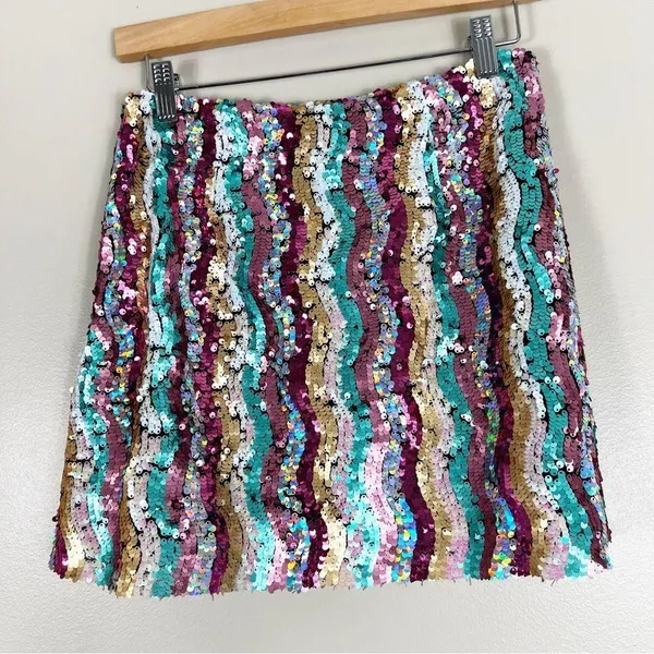 NWT ATT Clothing Multicolor Sequin Mini Skirt - Image 3