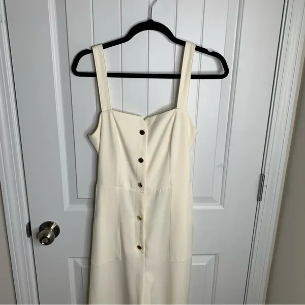 Zara white‎ belted jumpsuit size medium minimalist vacation summer - Image 5