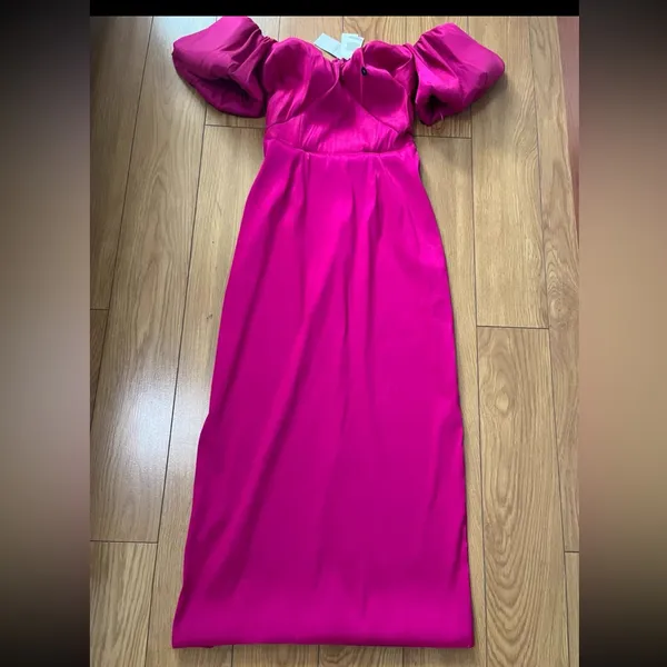 Abercrombie & Fitch Taffeta Off-The-Shoulder Midi Dress M - Image 6