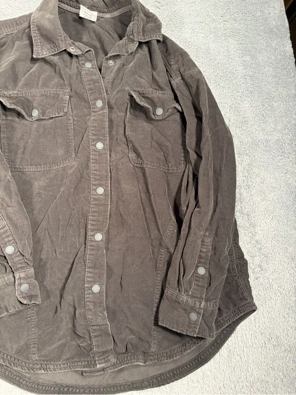 Aerie offline Corduroy Button-Up Shirt Jacket in Charcoal small - Image 5