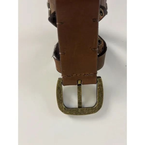 Lucky Brand Studded Leather Belt Women’s L Brown Brass Tone Buckle Boho Western - Image 5