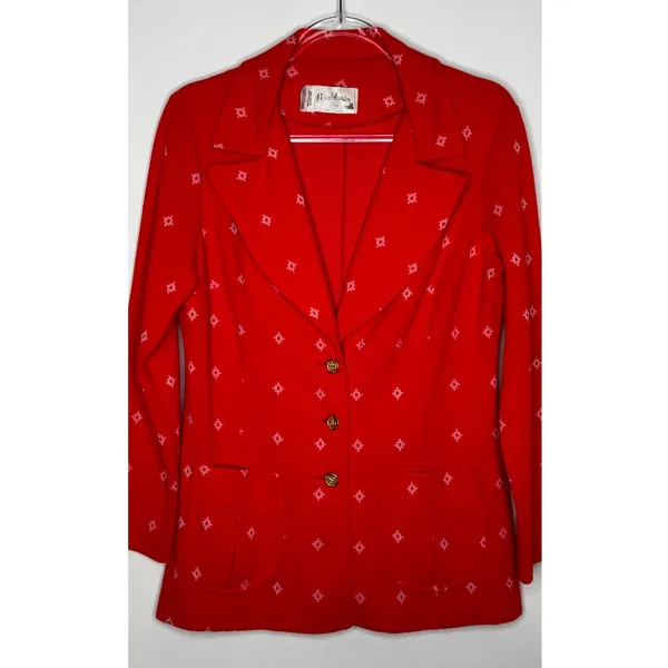 1980s Fire Islander Red Nautical Knit Pant Suit Set Small - Image 13