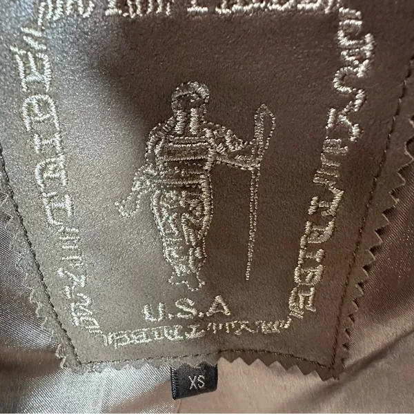 My Tribe Leather Moto Jacket Brown Full Zip Asymmetric Hem Biker Rocker XS Y2K - Image 12